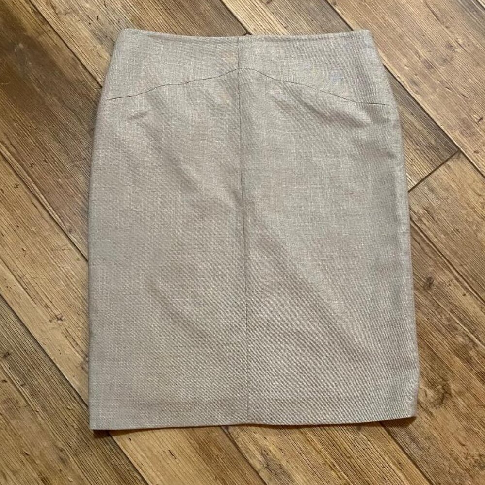 ANTONIO MELANI Tweed Straight Midi Lined Skirt Taupe Size 6 NWOT